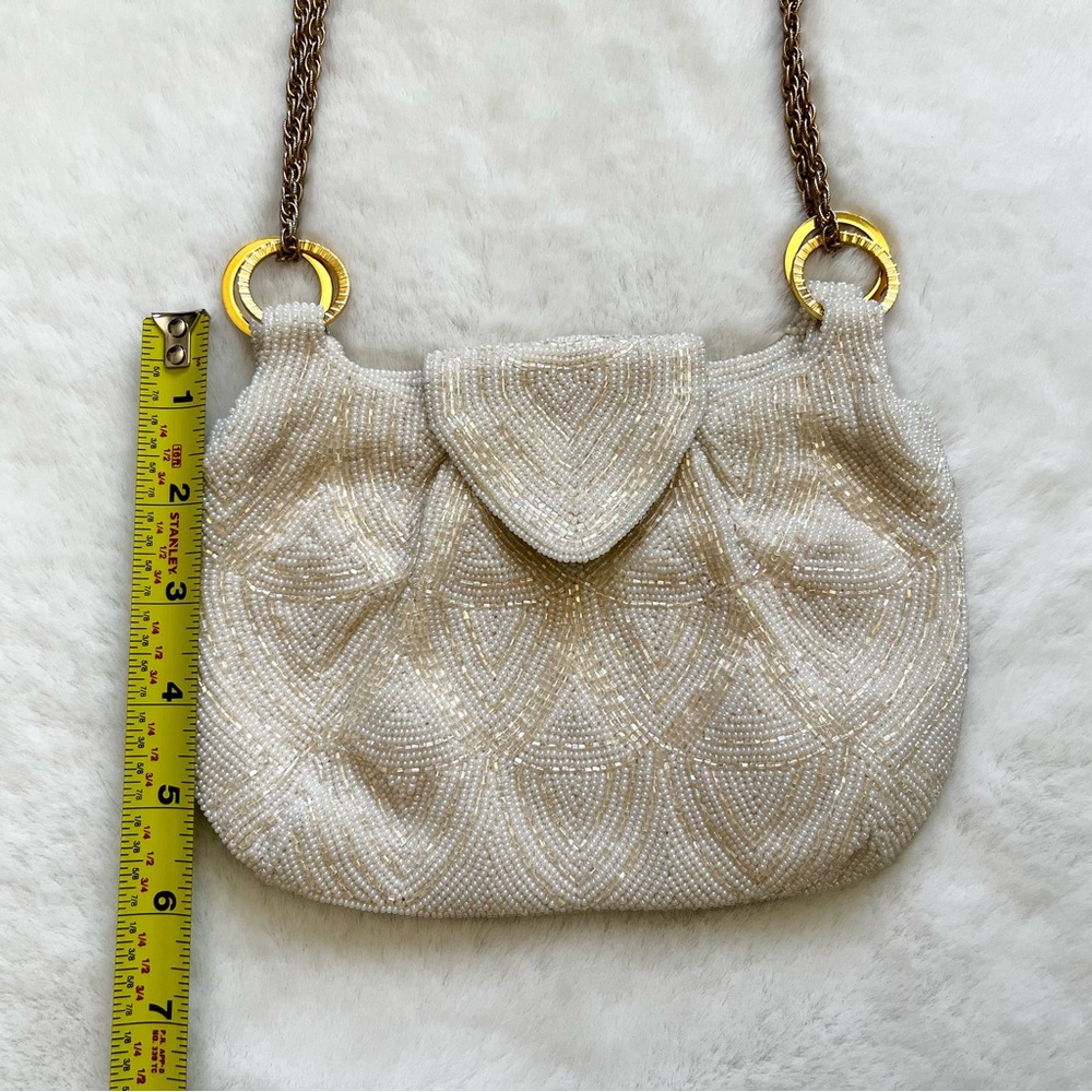 WALBORG VINTAGE BEADED BAG FLAPPER 40s ELEGANT UNIQUE FEMININE PRETTY EVENT - Picture 6 of 10
